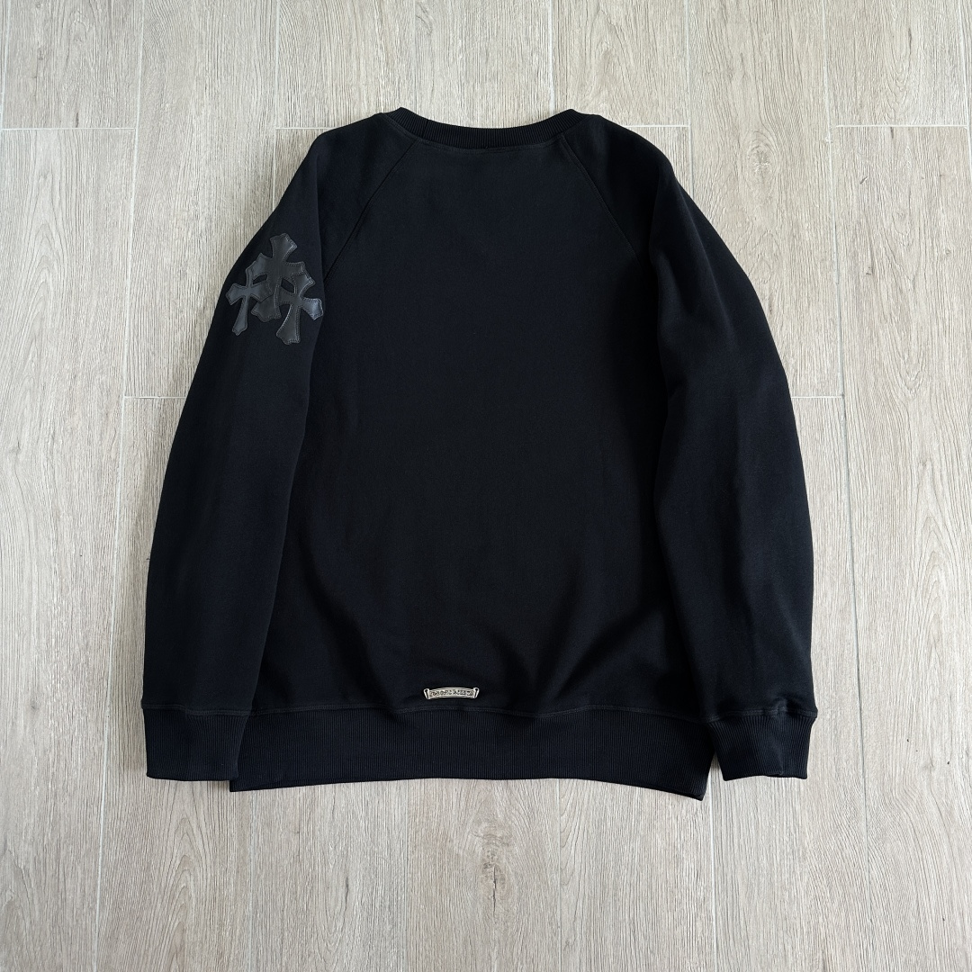 Chrome Hearts 克罗心 CH 内里 抓绒 圆领 卫衣  三 十字贴皮十字架 