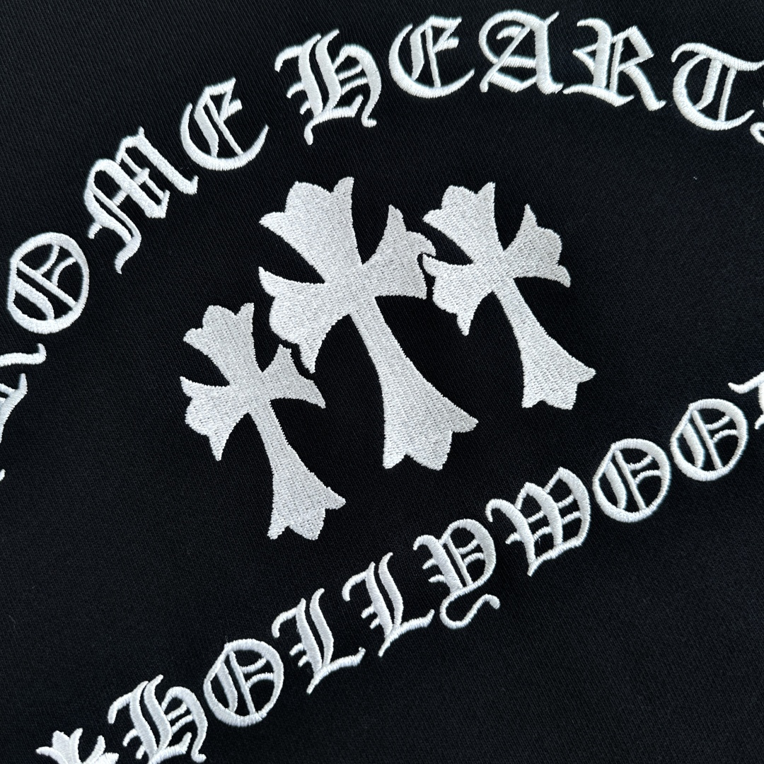  Chrome Hearts 克罗心 CH 内里 抓绒 圆领 卫衣  重工刺绣珠光银线十字架