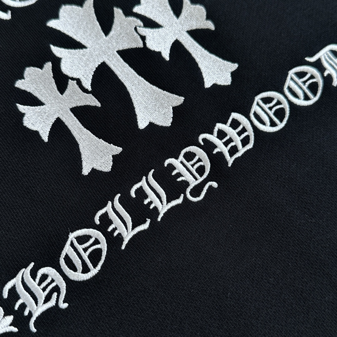  Chrome Hearts 克罗心 CH 内里 抓绒 圆领 卫衣  重工刺绣珠光银线十字架