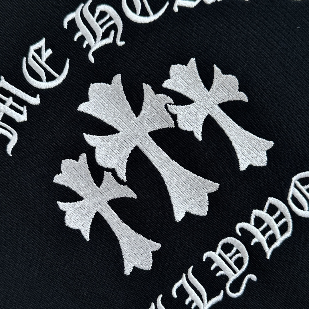  Chrome Hearts 克罗心 CH 内里 抓绒 圆领 卫衣  重工刺绣珠光银线十字架