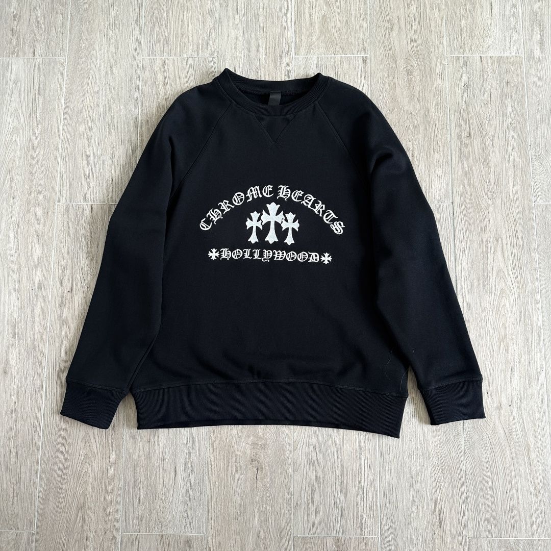  Chrome Hearts 克罗心 CH 内里 抓绒 圆领 卫衣  重工刺绣珠光银线十字架