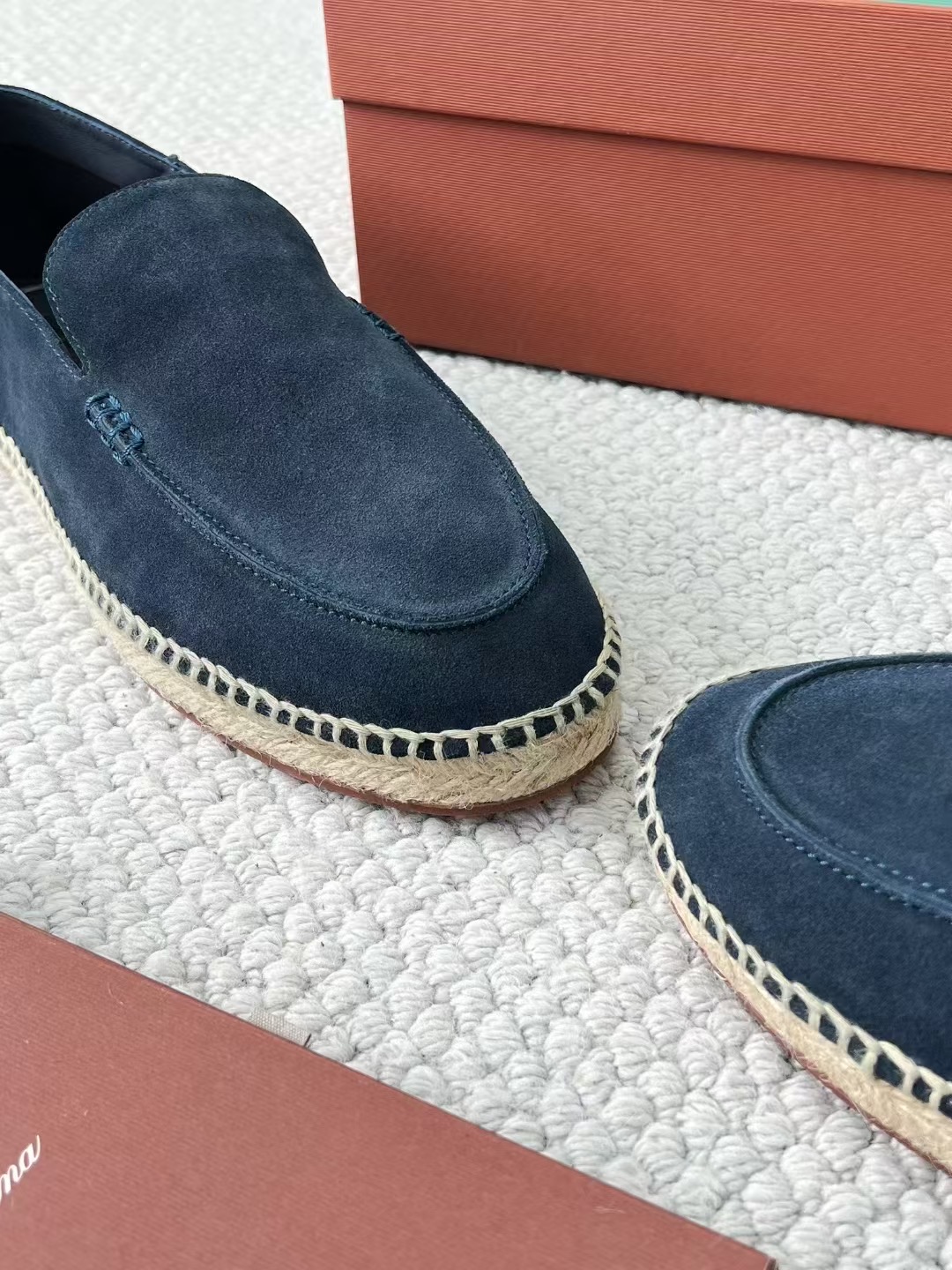 Loro Piana Summer Walk — Low-Top Suede Espadrilles — Men's Comfortable Casual Footwear