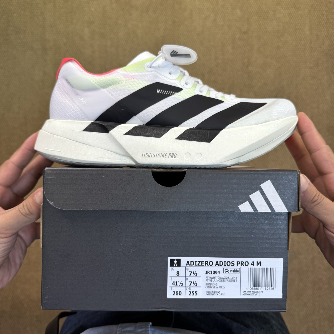  Adizero Adios Pro 4  低筒 舒适百搭 防滑耐磨 马拉松 训练竞速 跑步鞋 女款 男款 波鞋 黑白 JR1094