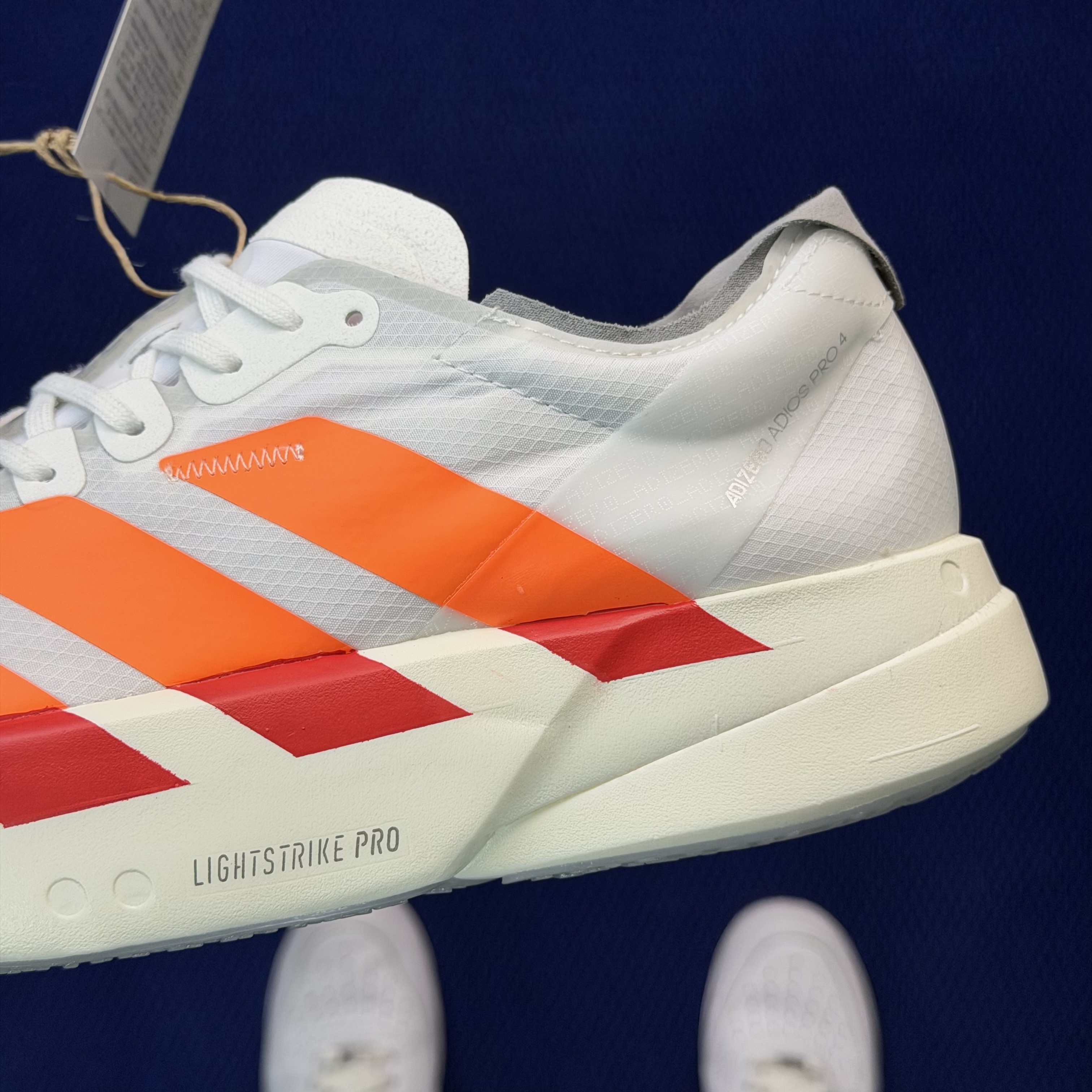 Adizero Adios Pro 4  低筒 舒适百搭 防滑耐磨 马拉松 训练竞速 跑步鞋 女款 男款 波鞋 白橙色 JR7088
