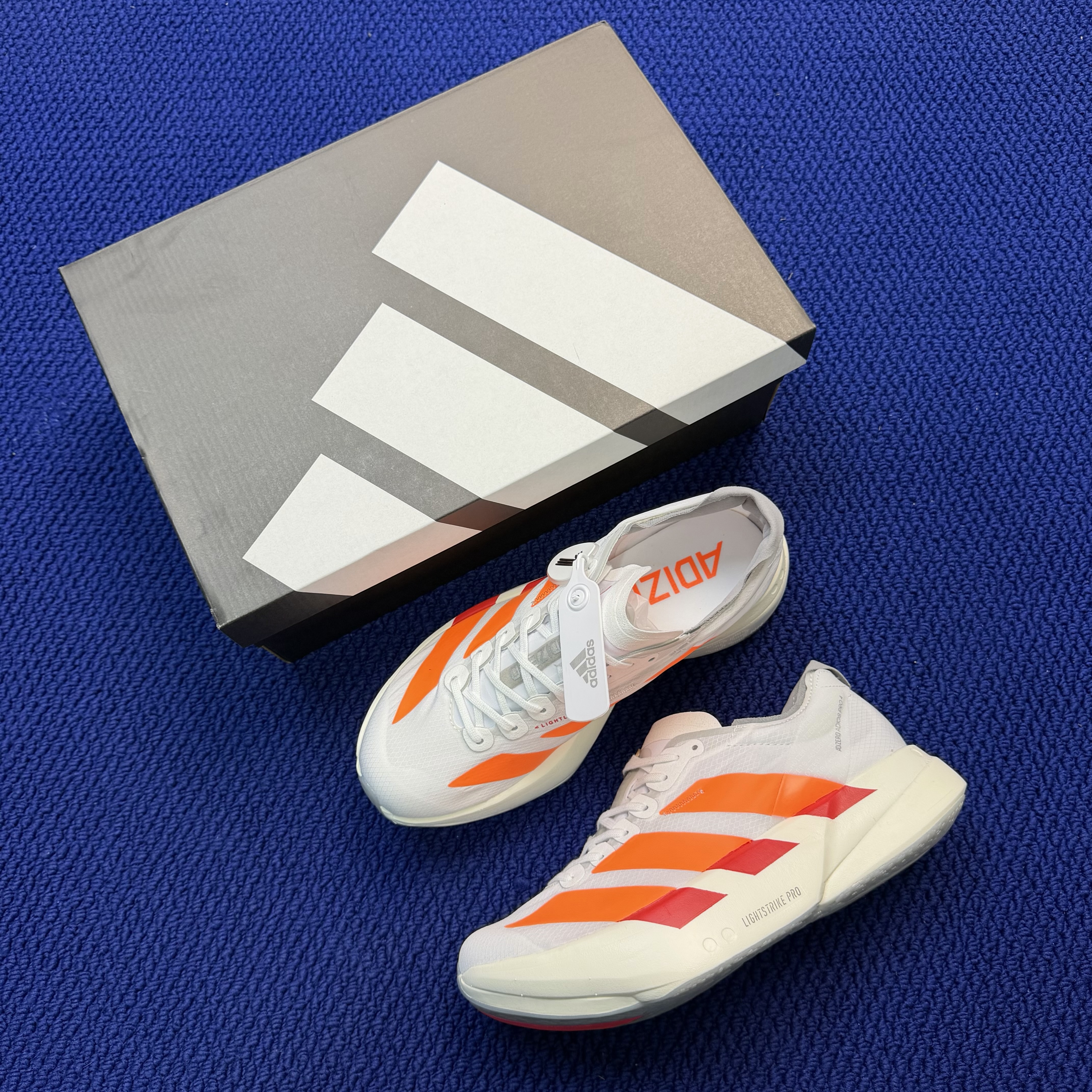 Adizero Adios Pro 4  低筒 舒适百搭 防滑耐磨 马拉松 训练竞速 跑步鞋 女款 男款 波鞋 白橙色 JR7088
