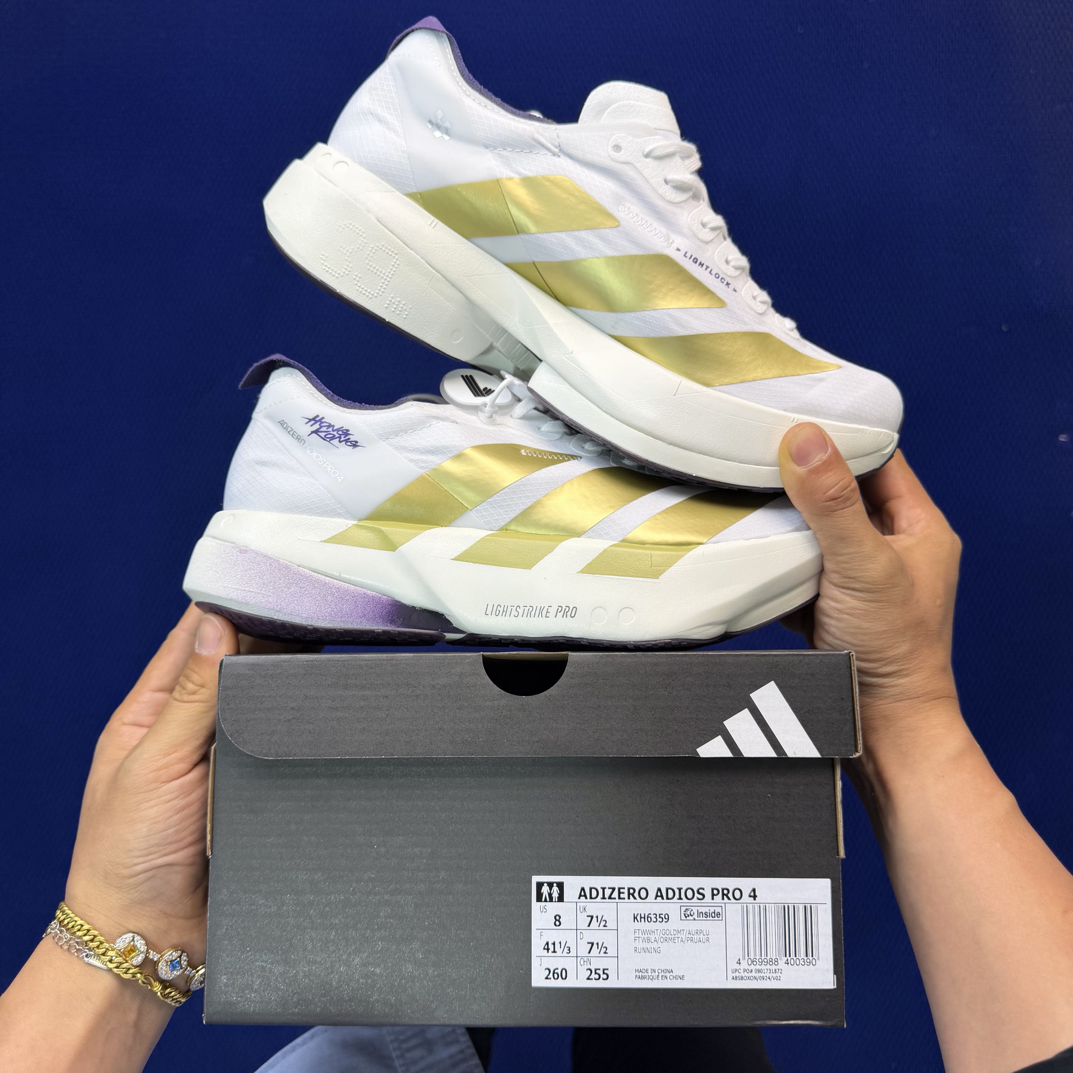 Adizero Adios Pro 4  低筒 舒适百搭 防滑耐磨 马拉松 训练竞速 跑步鞋 女款 男款 波鞋 白金