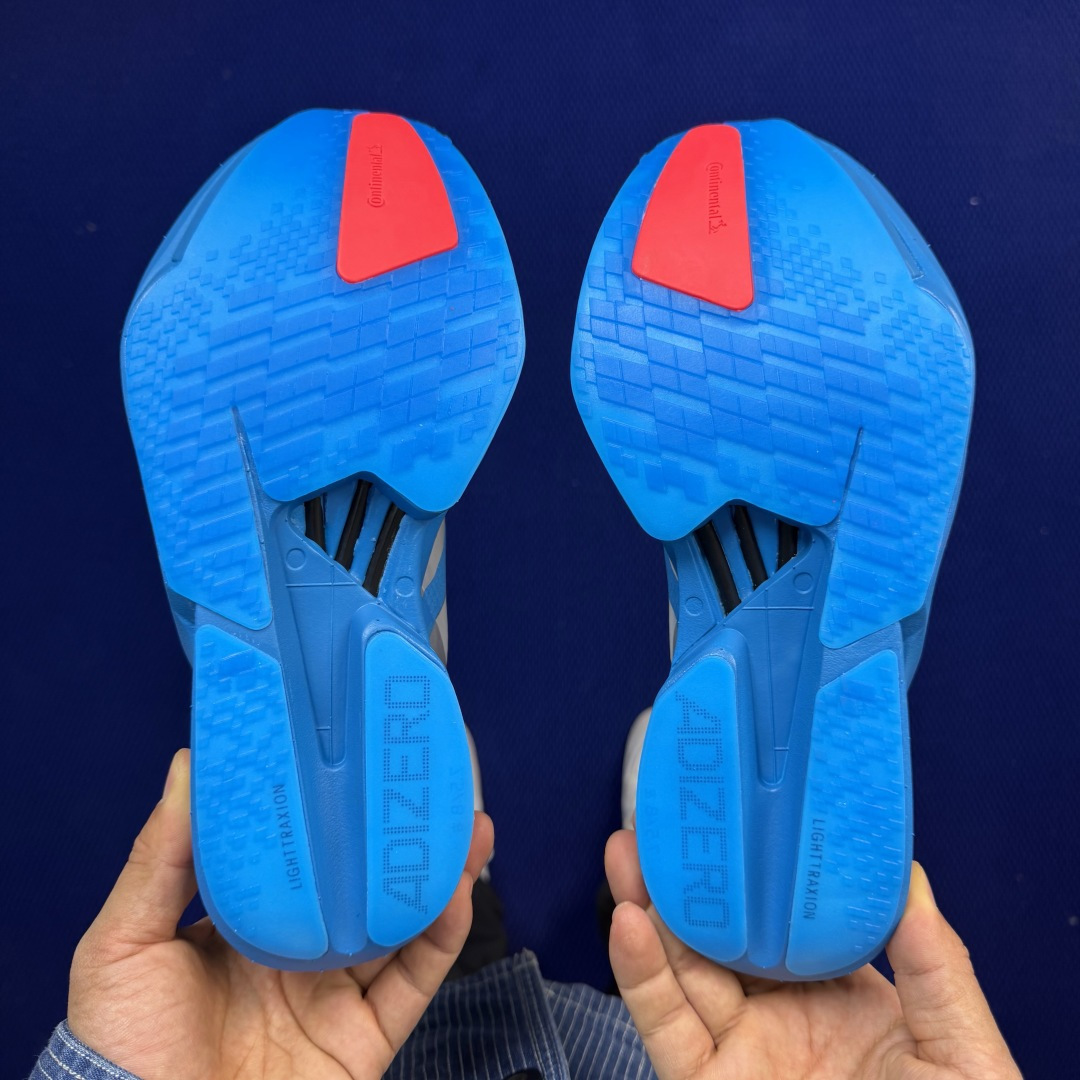 Adizero Adios Pro 4  低筒 舒适百搭 防滑耐磨 马拉松 训练竞速 跑步鞋 女款 男款 波鞋 银蓝 JR4796