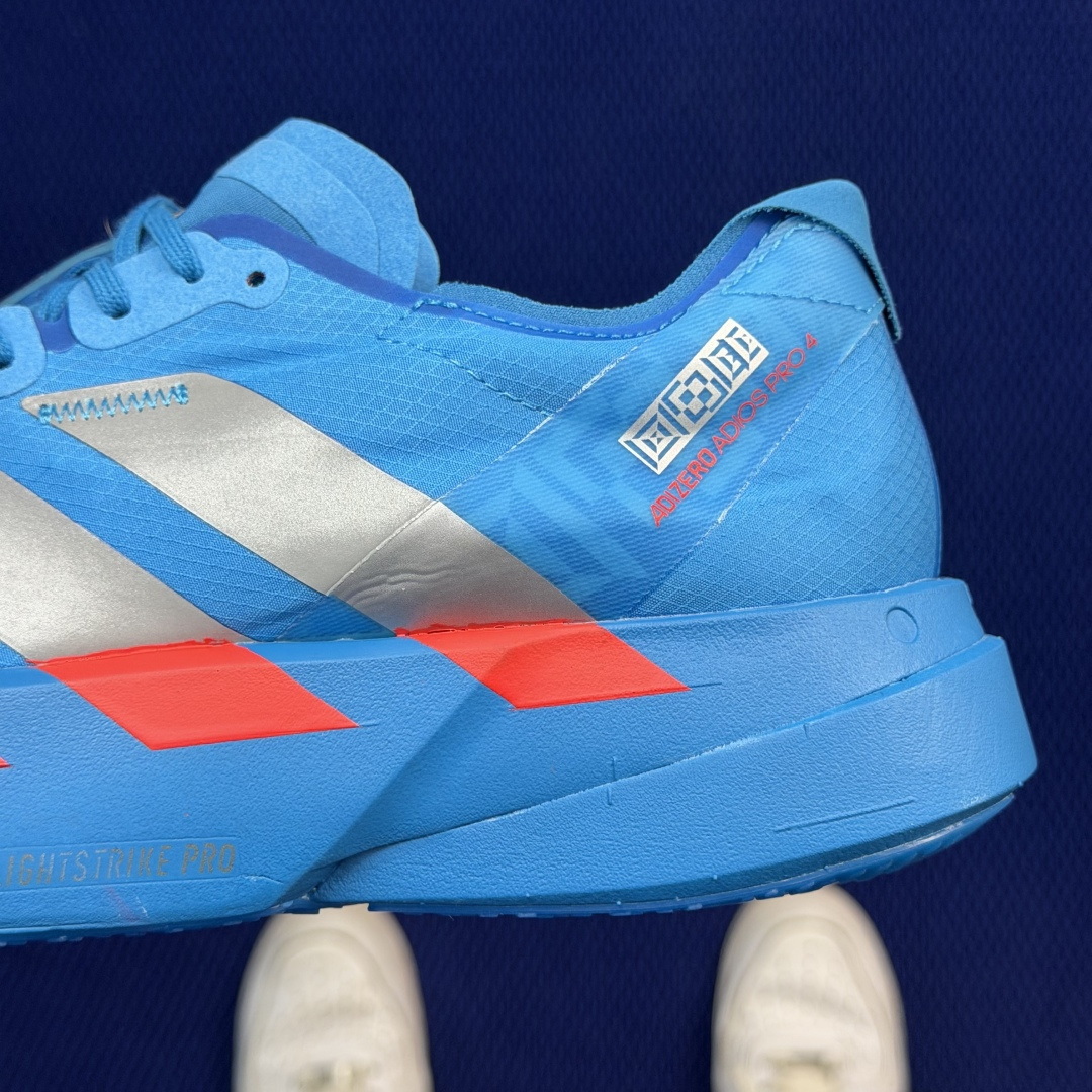 Adizero Adios Pro 4  低筒 舒适百搭 防滑耐磨 马拉松 训练竞速 跑步鞋 女款 男款 波鞋 银蓝 JR4796