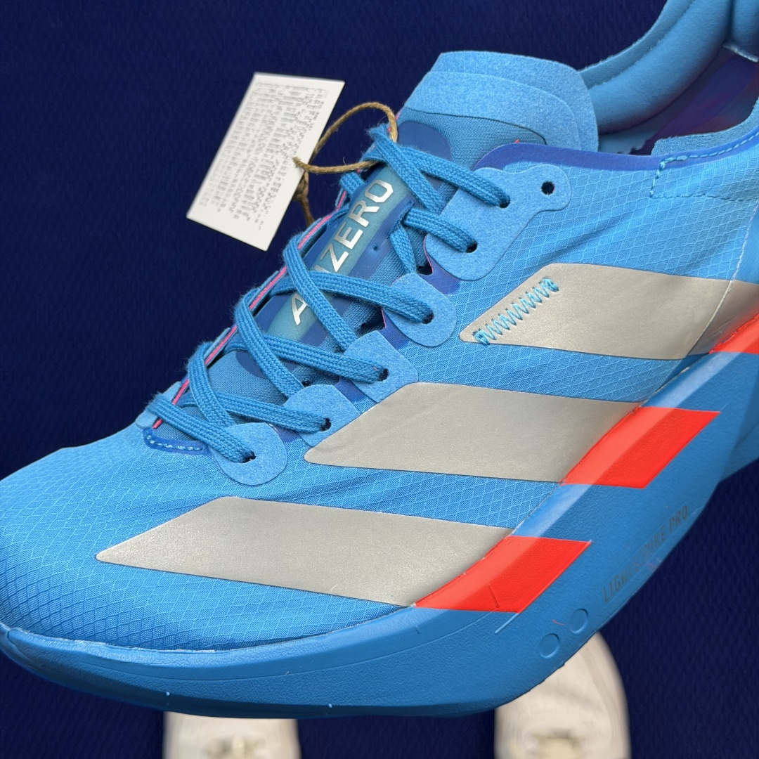 Adizero Adios Pro 4  低筒 舒适百搭 防滑耐磨 马拉松 训练竞速 跑步鞋 女款 男款 波鞋 银蓝 JR4796