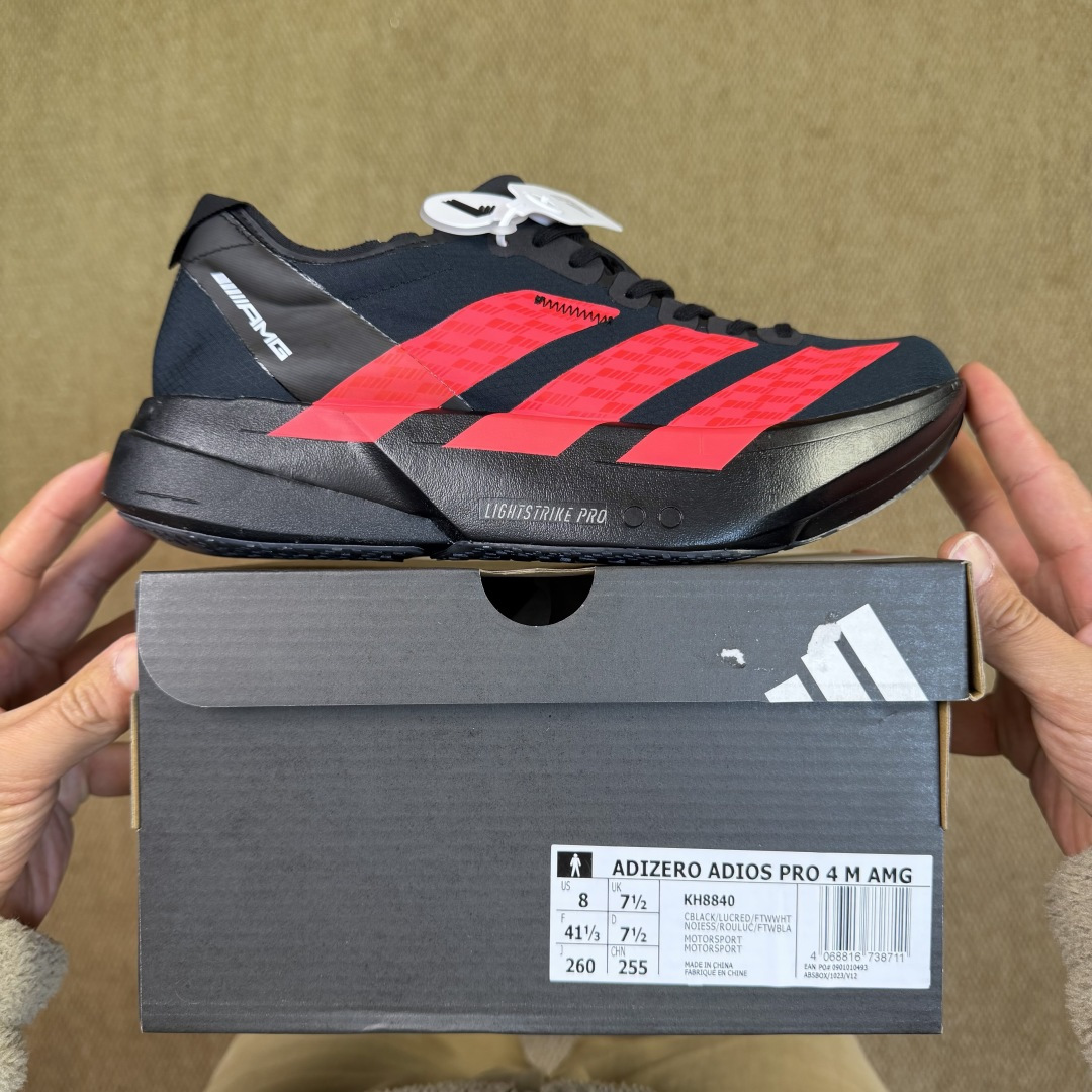 Adizero Adios Pro 4  低筒 舒适百搭 防滑耐磨 马拉松 训练竞速 跑步鞋 女款 男款 波鞋 黑红 KH8840