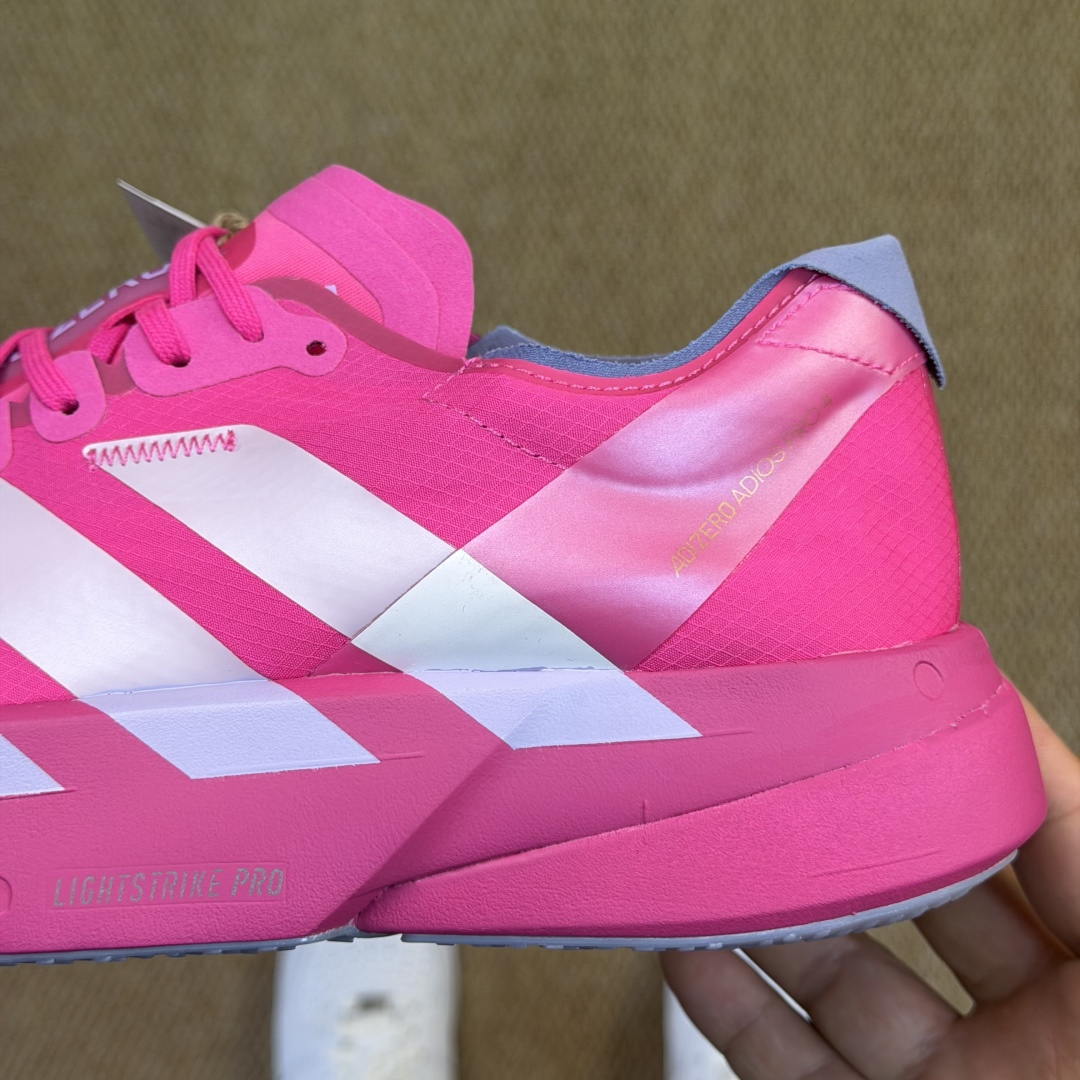 Adizero Adios Pro 4  低筒 舒适百搭 防滑耐磨 马拉松 训练竞速 跑步鞋 女款 男款 波鞋 玫红 JR1269