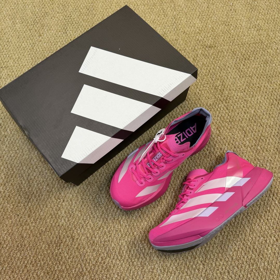 Adizero Adios Pro 4  低筒 舒适百搭 防滑耐磨 马拉松 训练竞速 跑步鞋 女款 男款 波鞋 玫红 JR1269