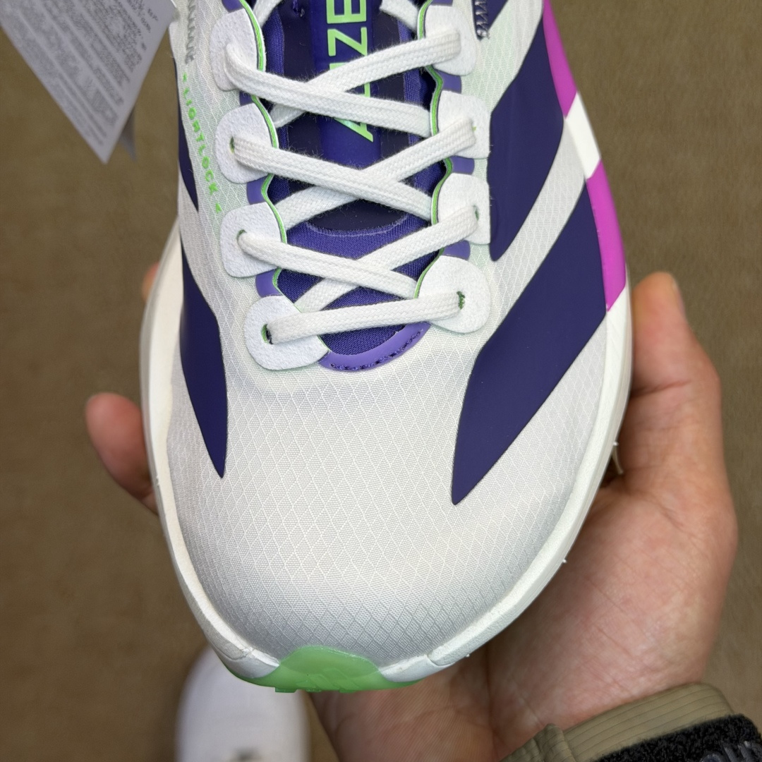Adizero Adios Pro 4  低筒 舒适百搭 防滑耐磨 马拉松 训练竞速 跑步鞋 女款 男款 波鞋 白紫色 JR1656