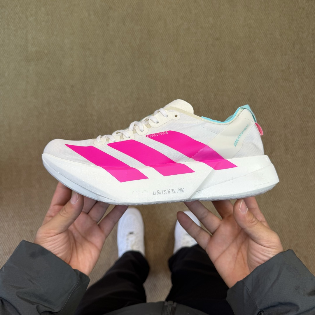 Adizero Adios Pro 4  低筒 舒适百搭 防滑耐磨 马拉松 训练竞速 跑步鞋 女款 男款 波鞋 白粉 KJ3873