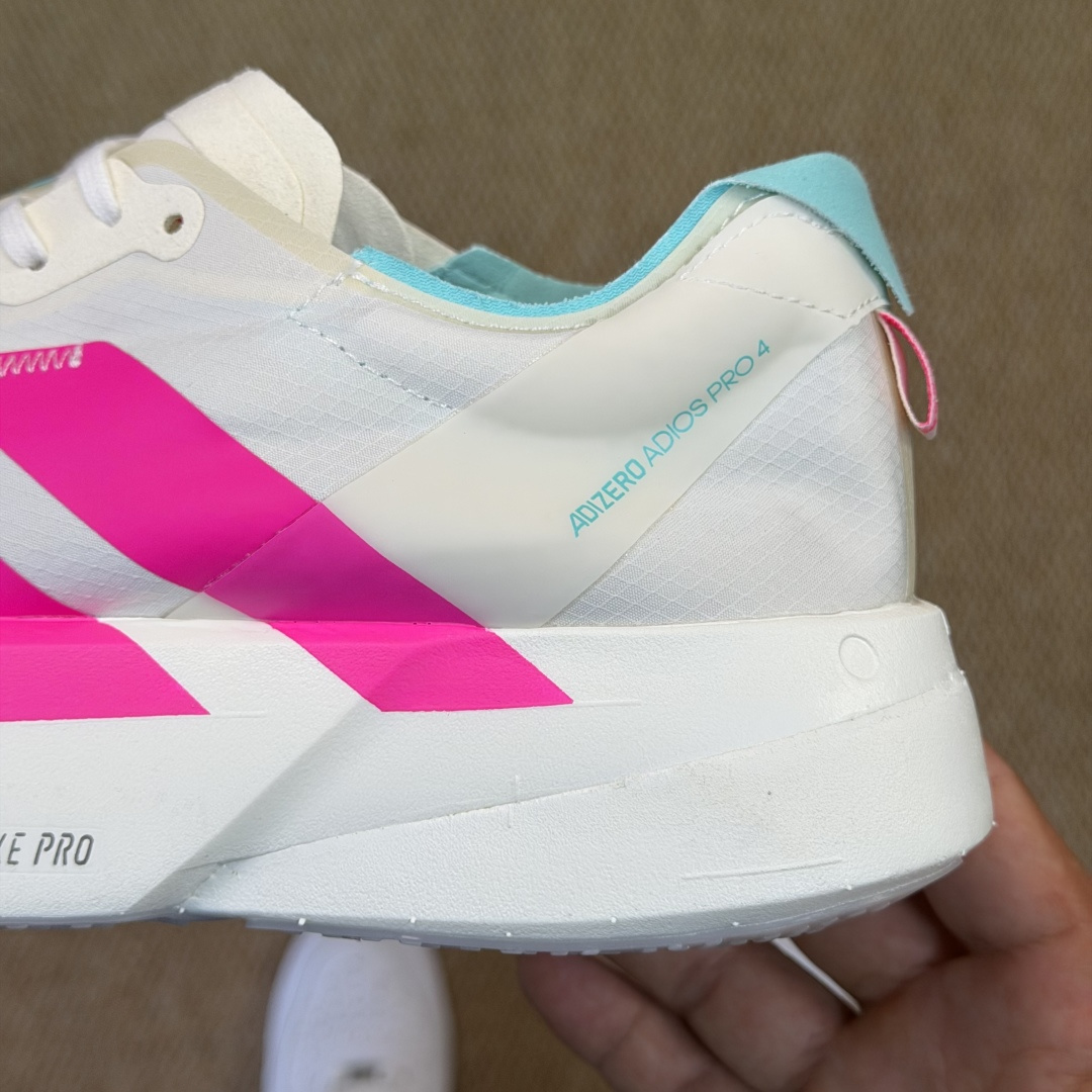 Adizero Adios Pro 4  低筒 舒适百搭 防滑耐磨 马拉松 训练竞速 跑步鞋 女款 男款 波鞋 白粉 KJ3873