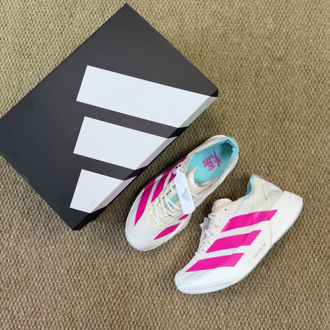 Adizero Adios Pro 4  低筒 舒适百搭 防滑耐磨 马拉松 训练竞速 跑步鞋 女款 男款 波鞋 白粉 KJ3873