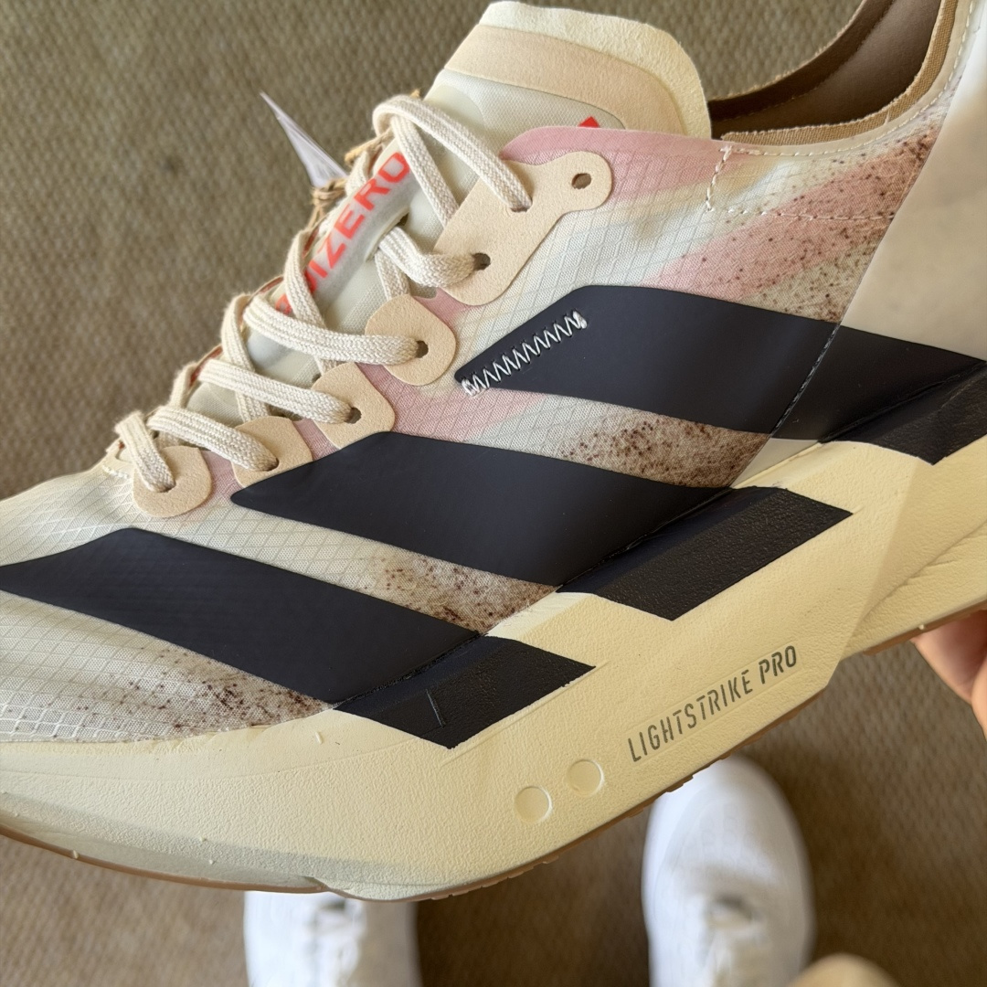 Adizero Adios Pro 4  低筒 舒适百搭 防滑耐磨 马拉松 训练竞速 跑步鞋 女款 男款 波鞋 粉白色 JR6367