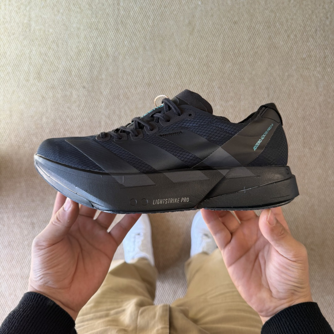 Adizero Adios Pro 4  低筒 舒适百搭 防滑耐磨 马拉松 训练竞速 跑步鞋 女款 男款 波鞋 黑色 HQ7411