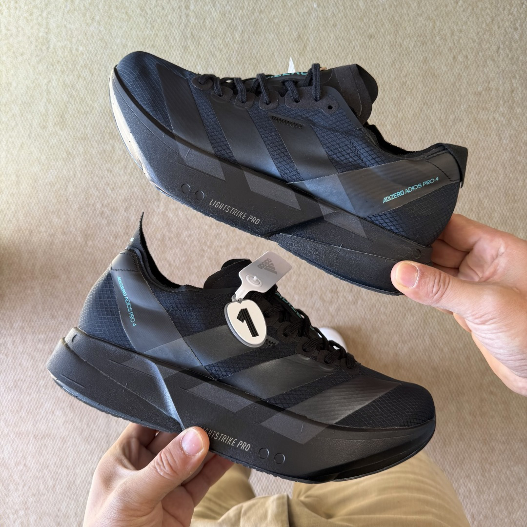 Adizero Adios Pro 4  低筒 舒适百搭 防滑耐磨 马拉松 训练竞速 跑步鞋 女款 男款 波鞋 黑色 HQ7411