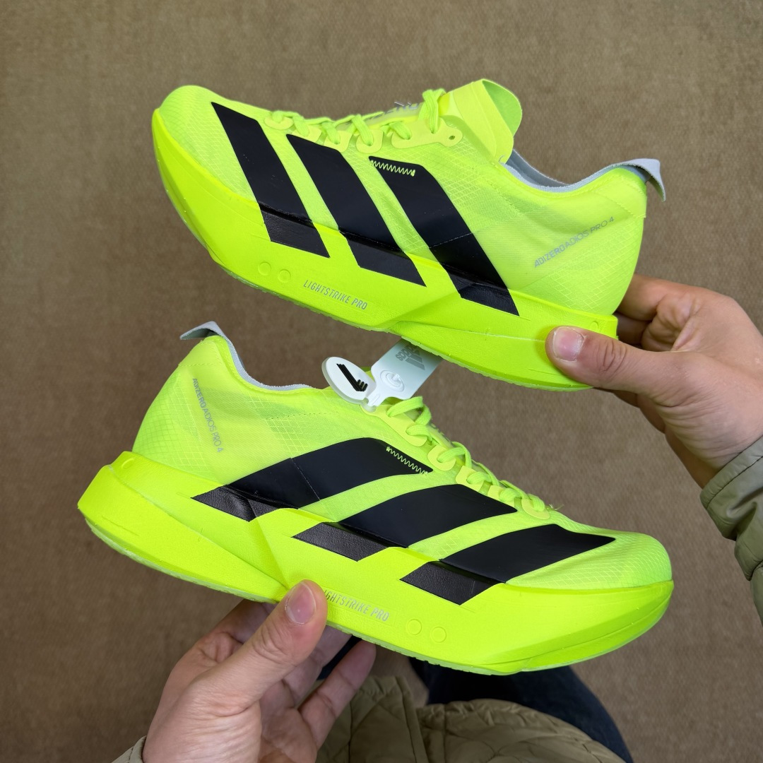 Adizero Adios Pro 4  低筒 舒适百搭 防滑耐磨 马拉松 训练竞速 跑步鞋 女款 男款 波鞋 荧光绿
