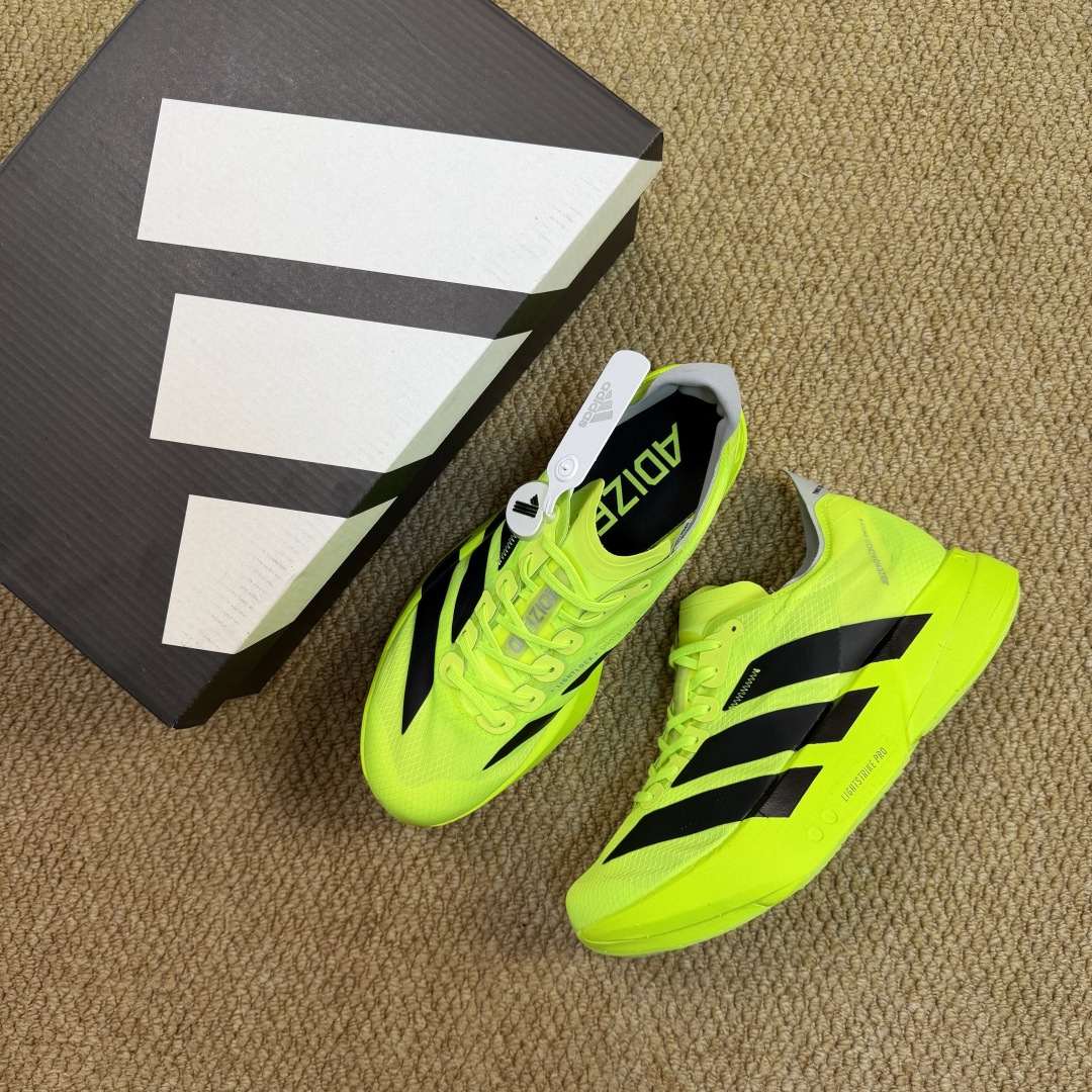 Adizero Adios Pro 4  低筒 舒适百搭 防滑耐磨 马拉松 训练竞速 跑步鞋 女款 男款 波鞋 荧光绿