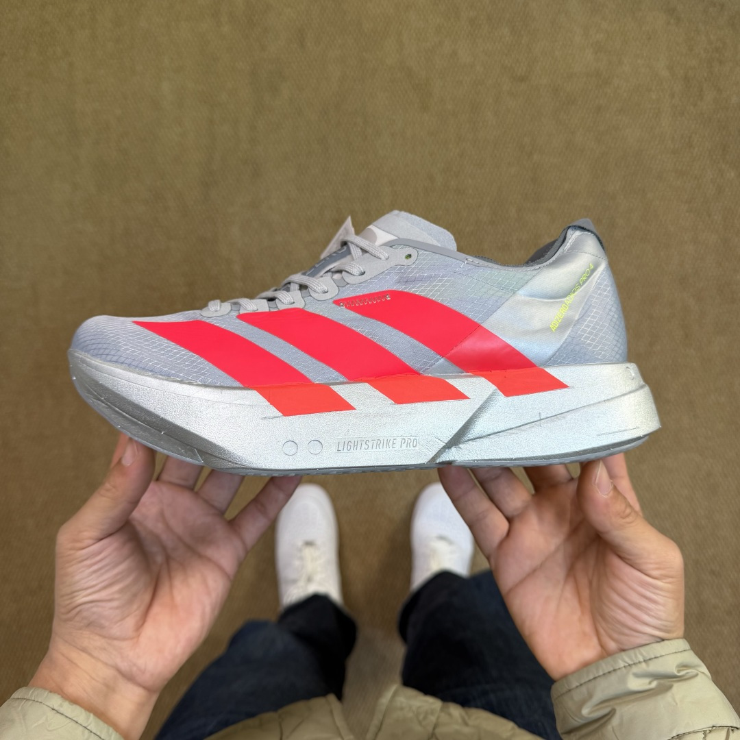 Adizero Adios Pro 4  低筒 舒适百搭 防滑耐磨 马拉松 训练竞速 跑步鞋 女款 男款 波鞋 金属红 JR6372