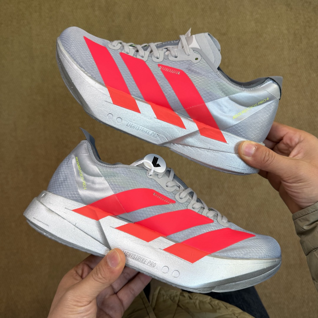 Adizero Adios Pro 4  低筒 舒适百搭 防滑耐磨 马拉松 训练竞速 跑步鞋 女款 男款 波鞋 金属红 JR6372