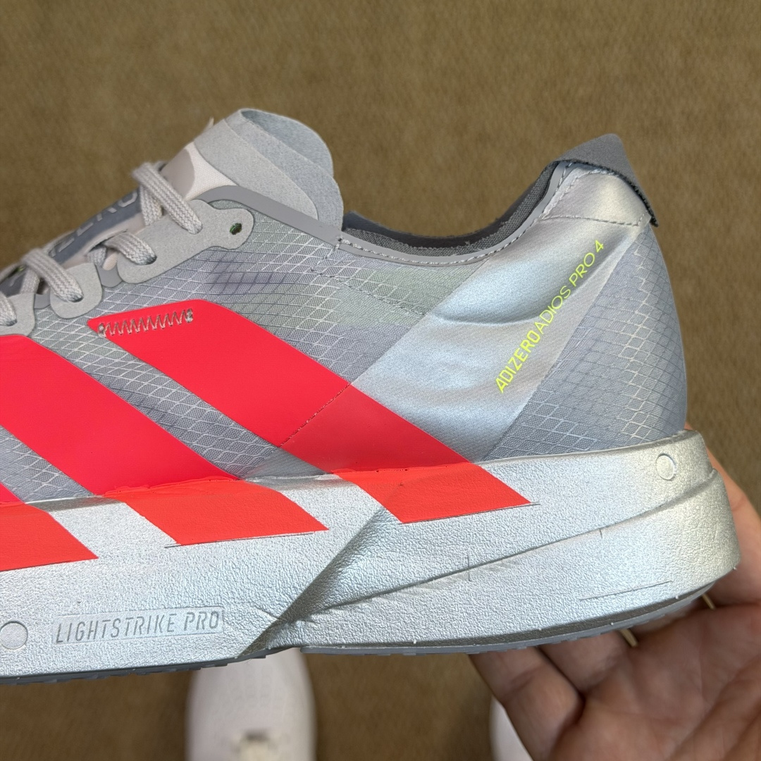 Adizero Adios Pro 4  低筒 舒适百搭 防滑耐磨 马拉松 训练竞速 跑步鞋 女款 男款 波鞋 金属红 JR6372