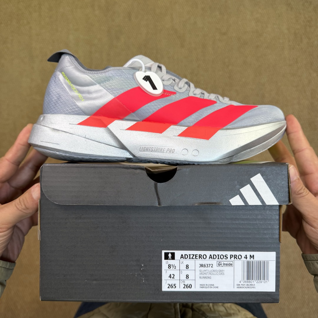 Adizero Adios Pro 4  低筒 舒适百搭 防滑耐磨 马拉松 训练竞速 跑步鞋 女款 男款 波鞋 金属红 JR6372