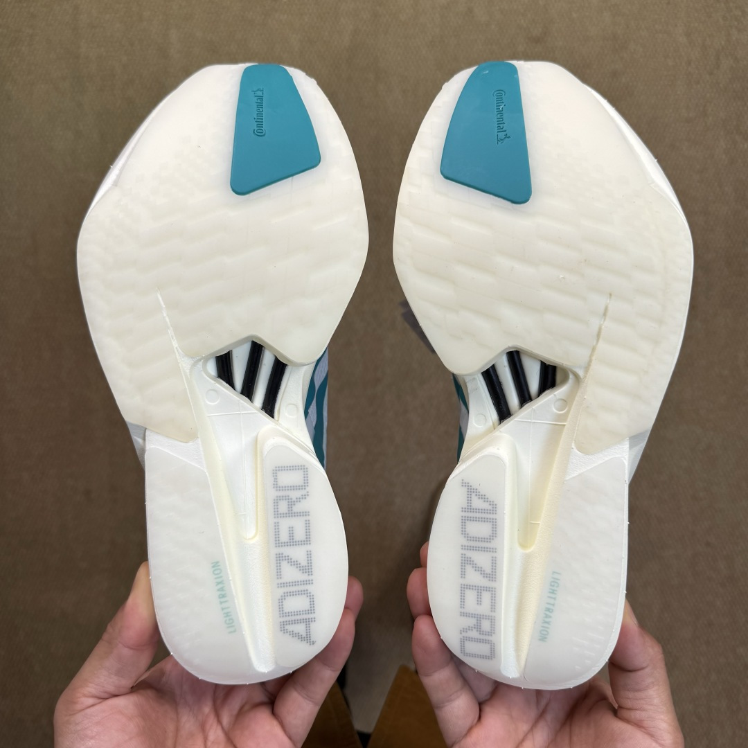 Adizero Adios Pro 4  低筒 舒适百搭 防滑耐磨 马拉松 训练竞速 跑步鞋 女款 男款 波鞋 白青色 JR1267