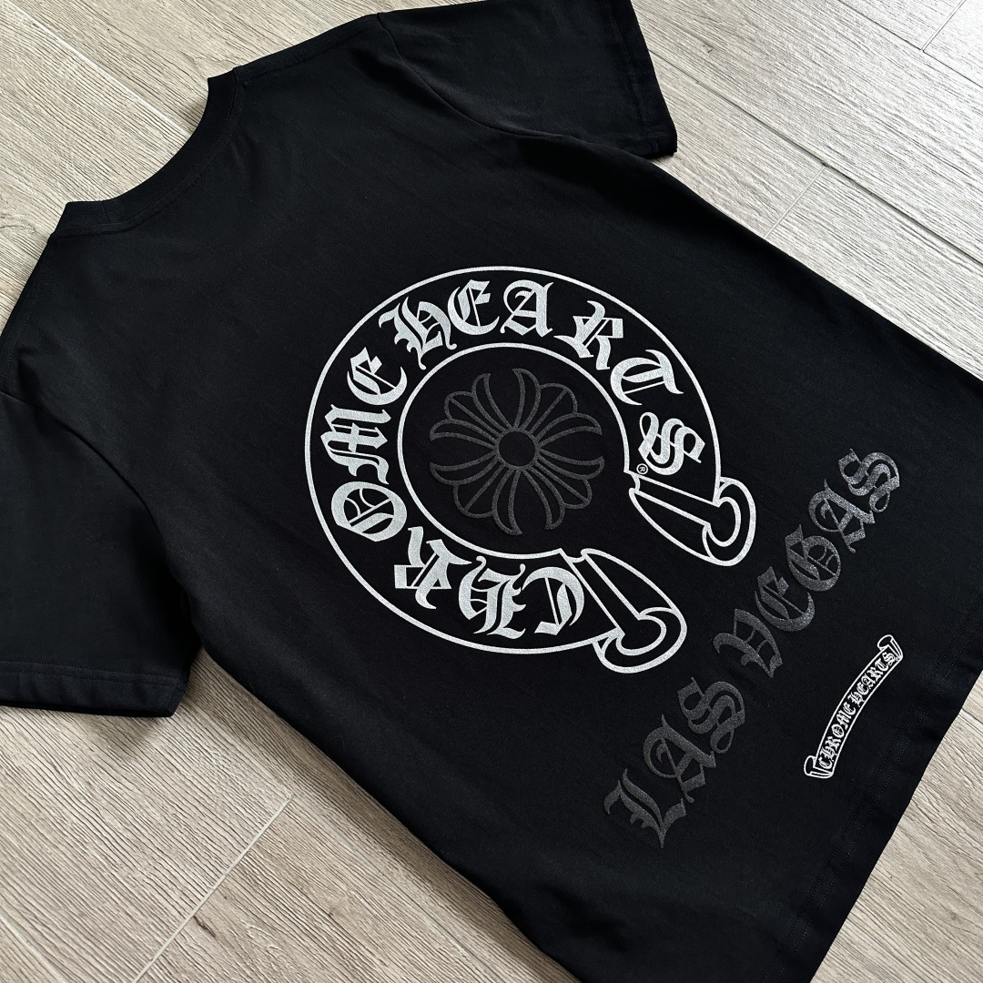 Chrome Hearts CH 克罗心  圆领 短袖 T恤 A0   烫银 马蹄  黑色