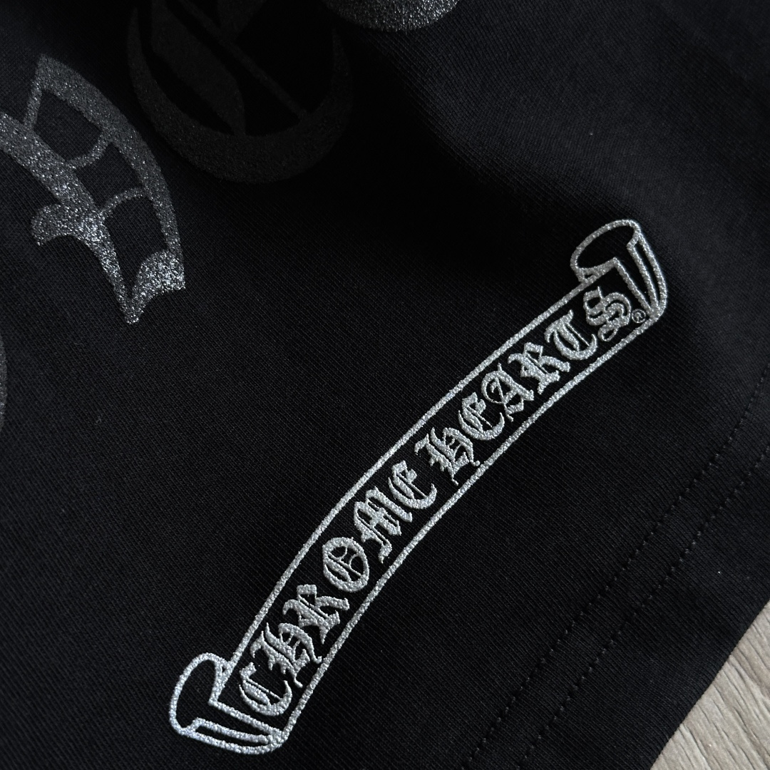 Chrome Hearts CH 克罗心  圆领 短袖 T恤 A0   烫银 马蹄  黑色