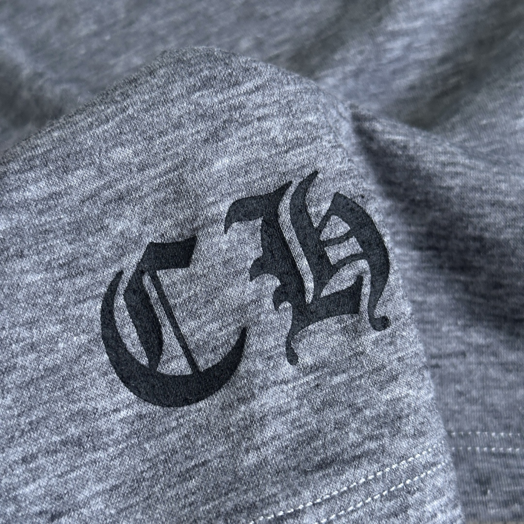 Chrome Hearts CH 克罗心 女款  短袖  修身 背后十字架卷轴 印花 灰色