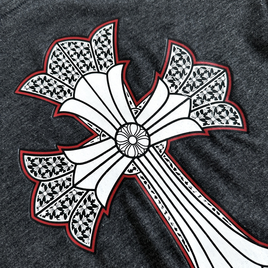 Chrome Hearts CH 克罗心 女款  短袖  修身 背后双十字架 印花 深灰