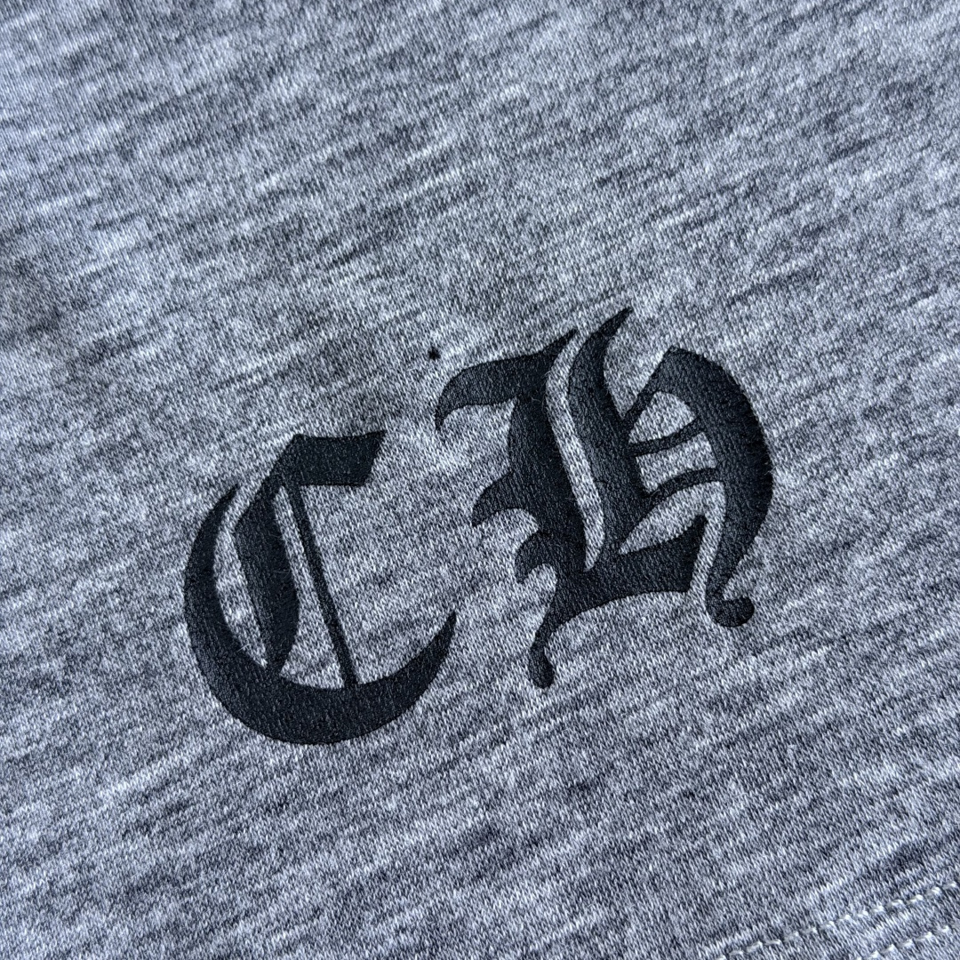 Chrome Hearts CH 克罗心  V领修身 女款  短袖  背后梵文 灰色