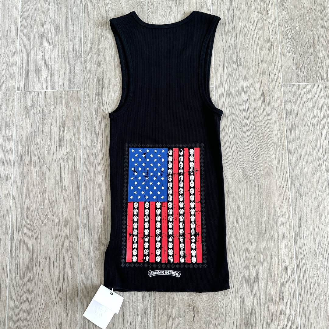  Chrome Hearts CH 克罗心 螺纹修身 女款背心  背后国旗