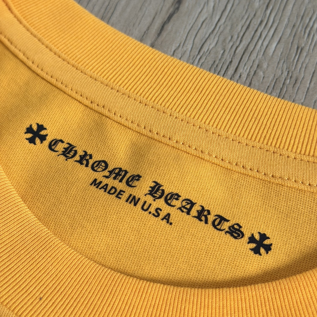 Chrome Hearts CH 克罗心 短袖 圆领  T恤 A0  印花 卡通涂鸦发财 黄