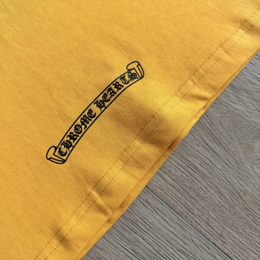Chrome Hearts CH 克罗心 短袖 圆领  T恤 A0  印花 卡通涂鸦发财 黄