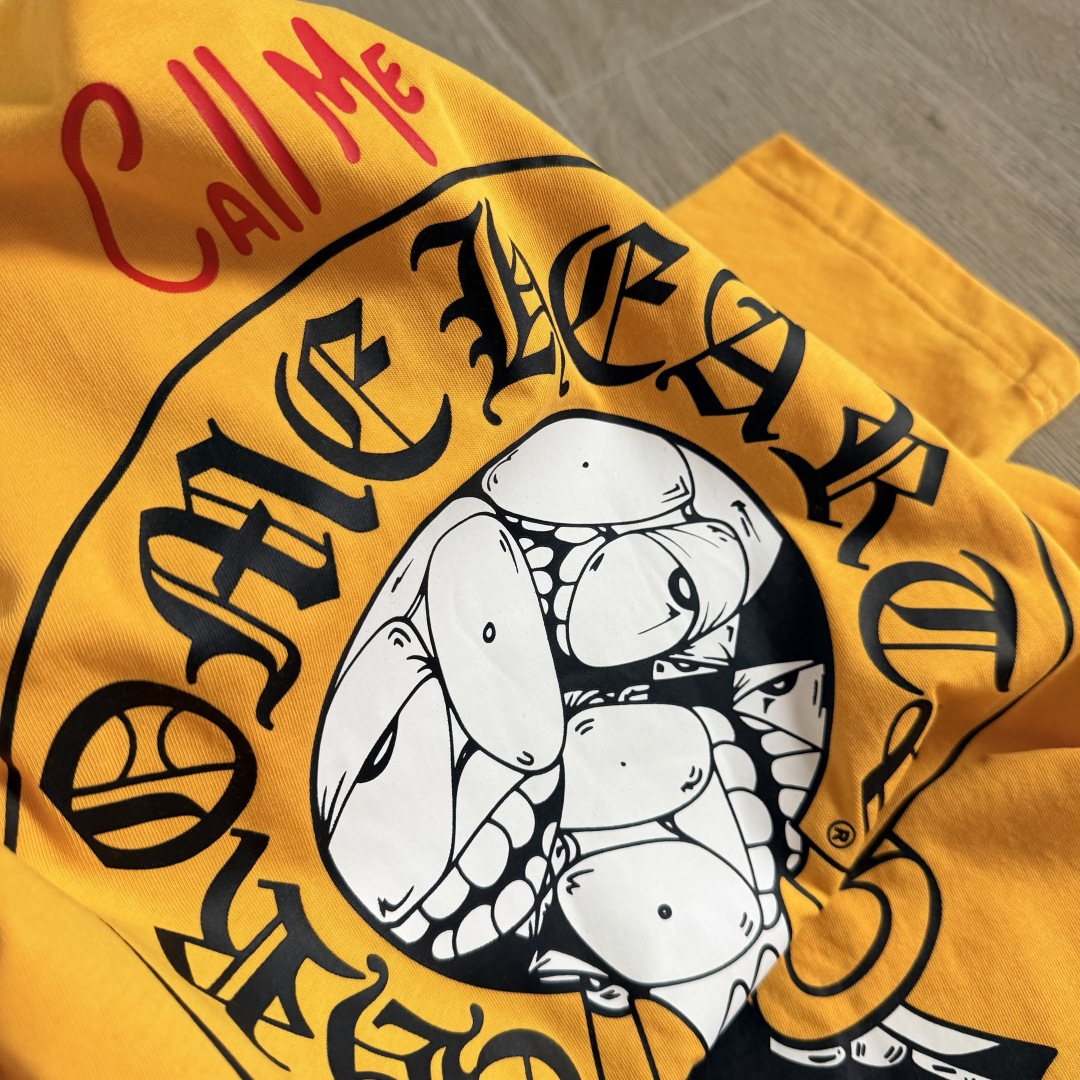Chrome Hearts CH 克罗心 短袖 圆领  T恤 A0  印花 卡通涂鸦发财 黄