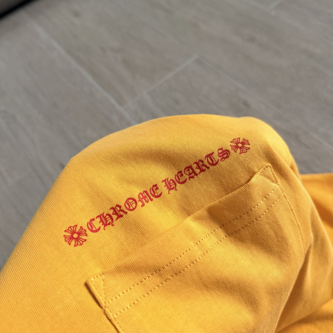 Chrome Hearts CH 克罗心 短袖 圆领  T恤 A0  印花 卡通涂鸦发财 黄