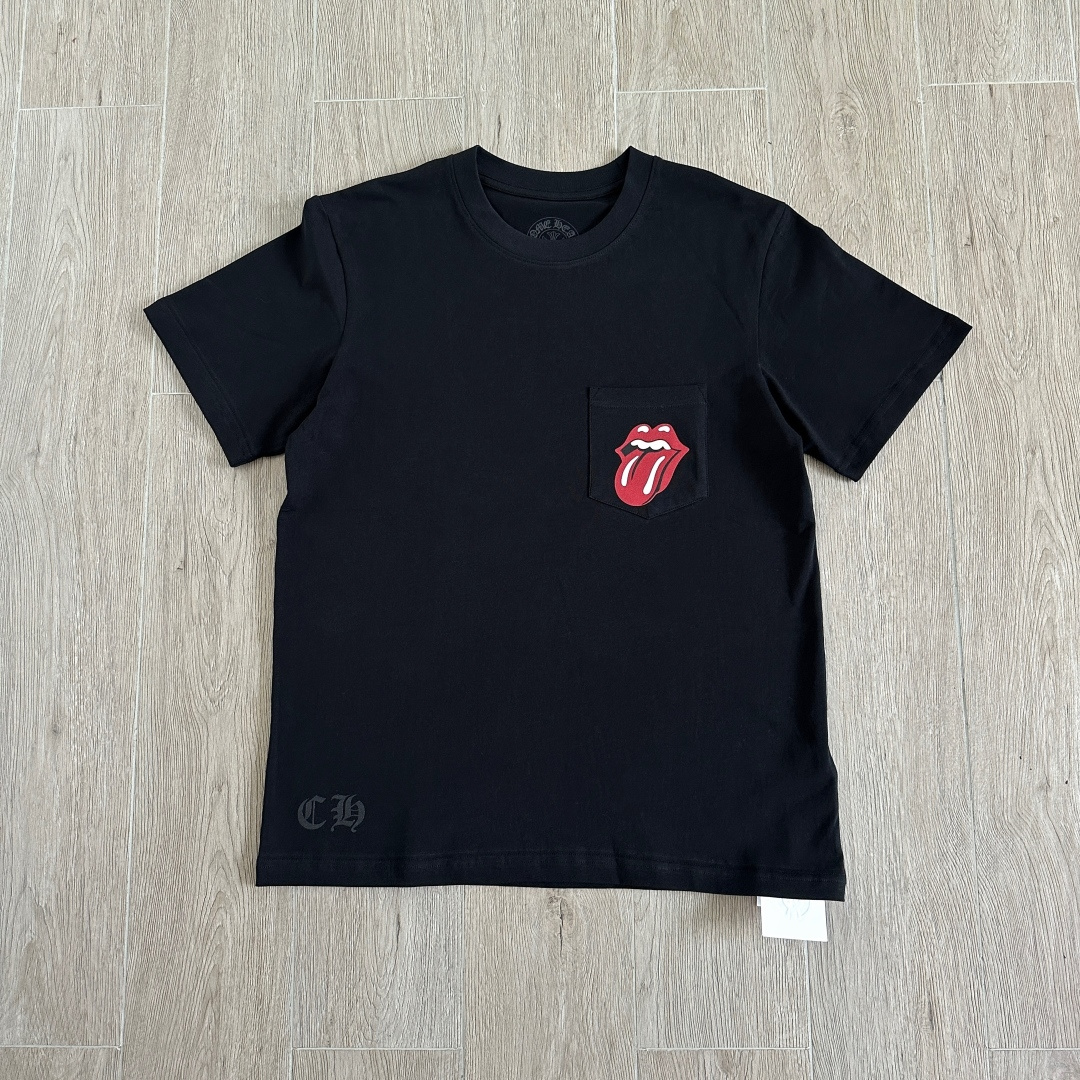 Chrome Hearts CH 克罗心 短袖 圆领  T恤 A0  印花  X滚石 Rolling Stones红色 大舌头