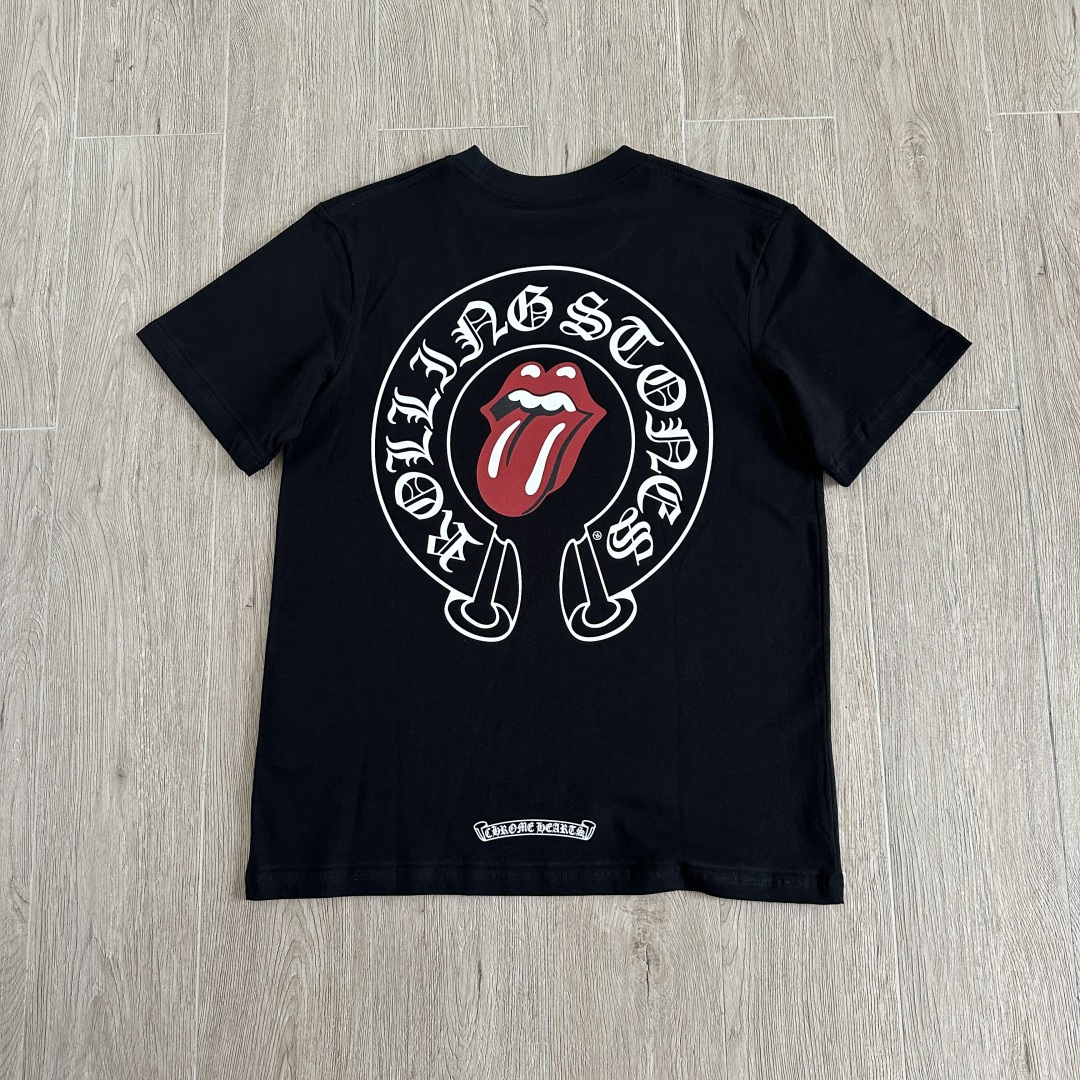 Chrome Hearts CH 克罗心 短袖 圆领  T恤 A0  印花  X滚石 Rolling Stones红色 大舌头
