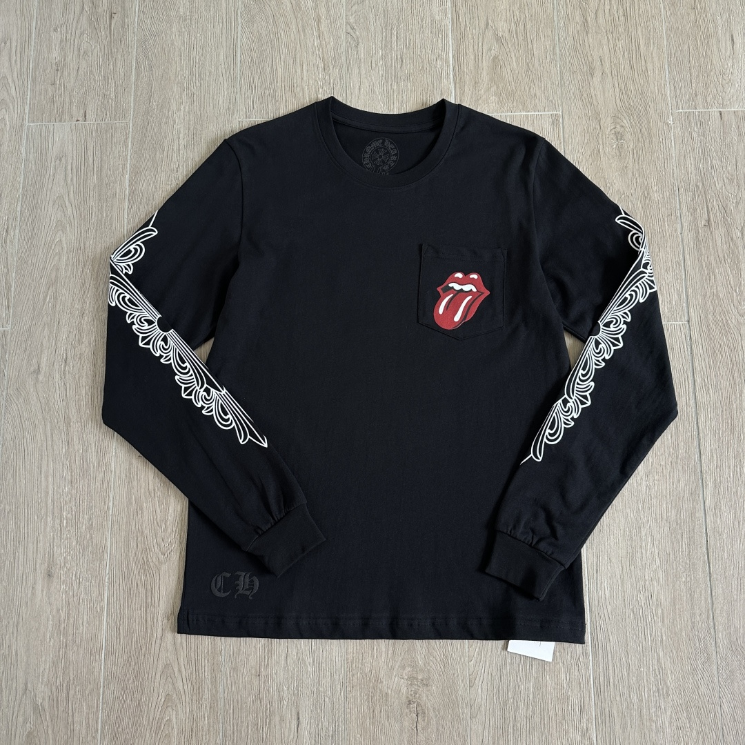 Chrome Hearts 克罗心  CH 圆领长袖T X滚石 Rolling Stones红色 大舌头