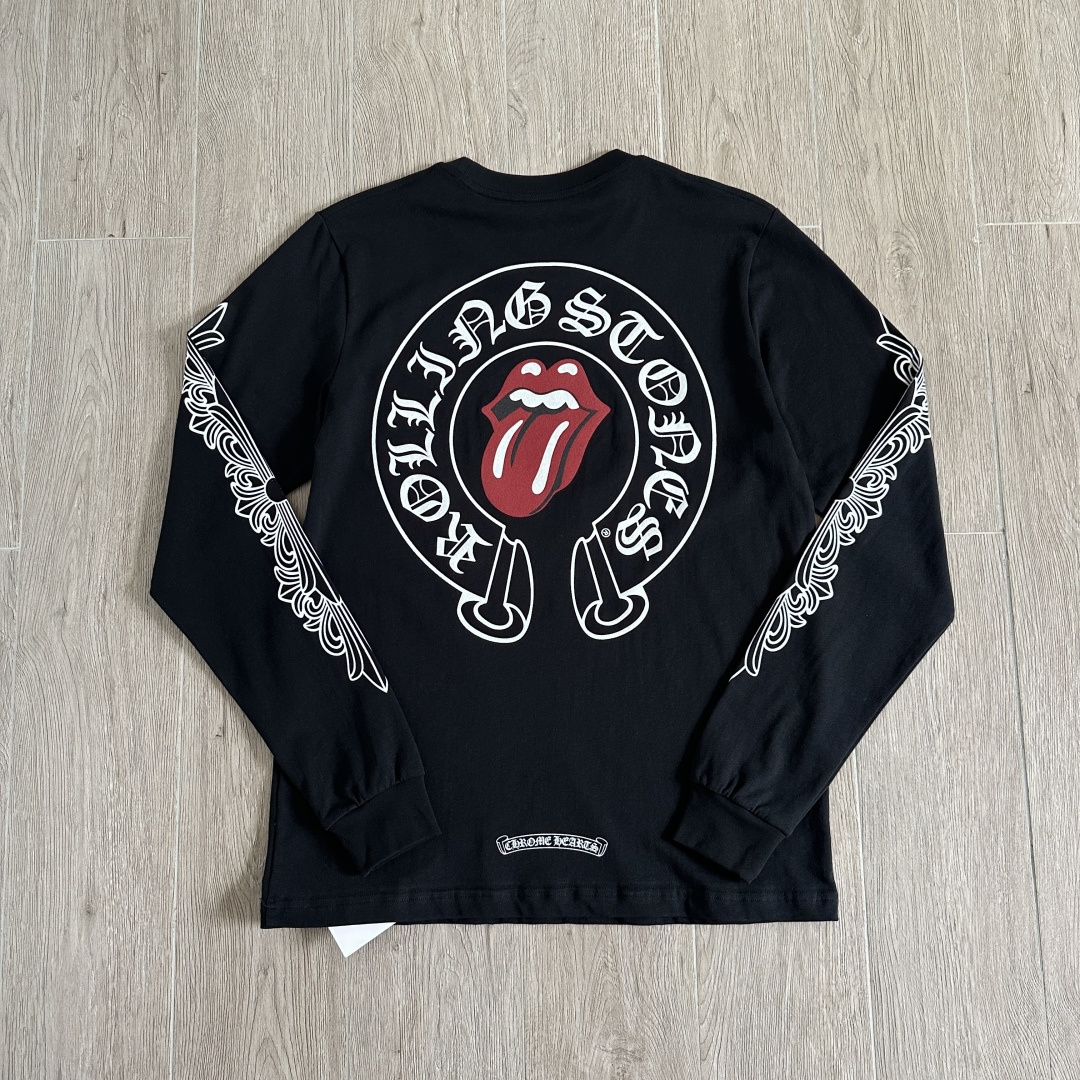Chrome Hearts 克罗心  CH 圆领长袖T X滚石 Rolling Stones红色 大舌头