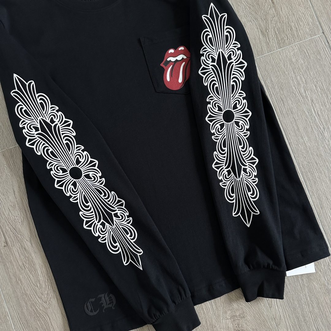Chrome Hearts 克罗心  CH 圆领长袖T X滚石 Rolling Stones红色 大舌头