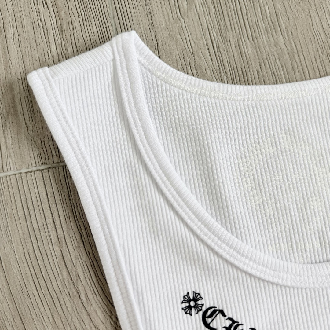 Chrome Hearts CH 克罗心 螺纹修身 女款背心 漫画女孩 白色