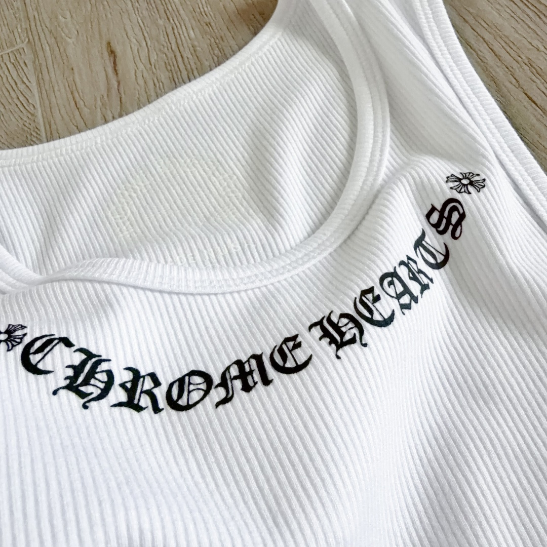 Chrome Hearts CH 克罗心 螺纹修身 女款背心 漫画女孩 白色