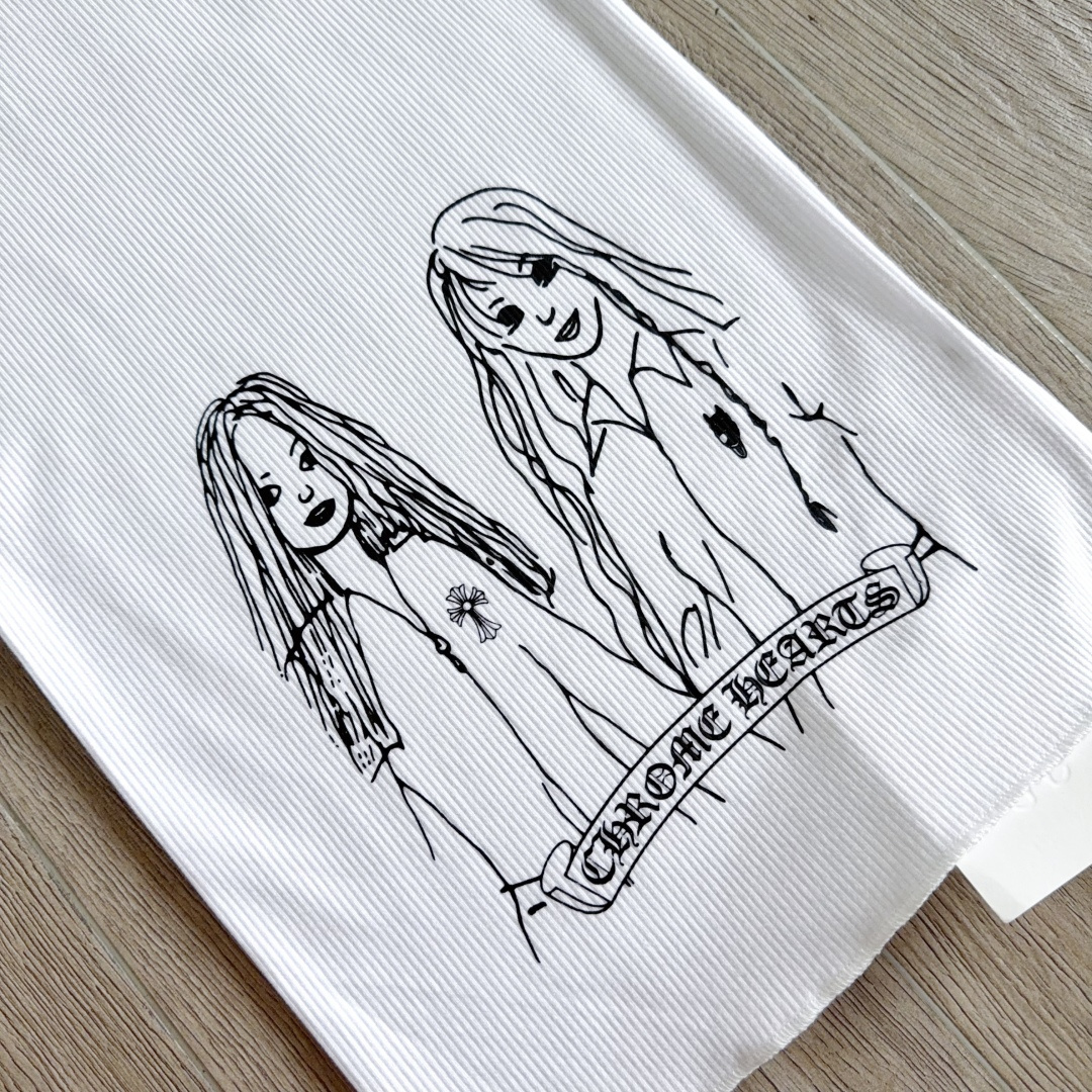 Chrome Hearts CH 克罗心 螺纹修身 女款背心 漫画女孩 白色