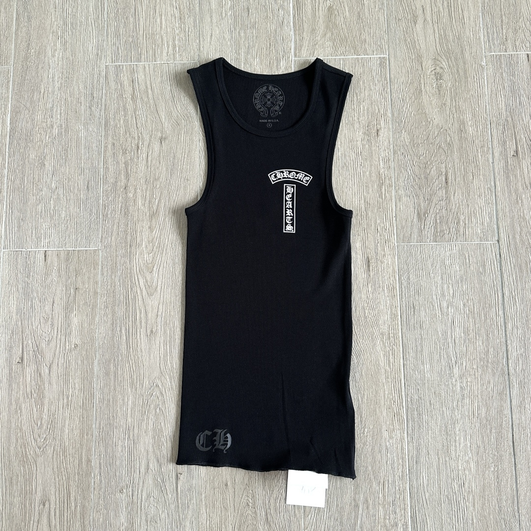 Chrome Hearts CH 克罗心 螺纹修身 女款背心  胸口T字体 背后十字架