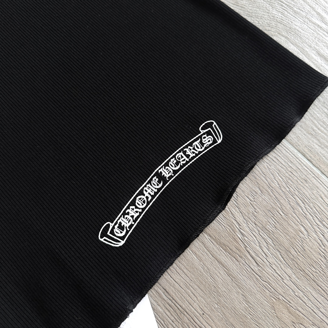 Chrome Hearts CH 克罗心 螺纹修身 女款背心  胸口T字体 背后十字架